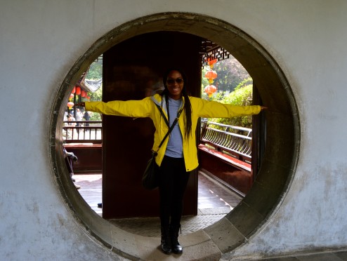 Briana visiting Suzhou, a major city in the southeast of Jiangsu Province in Eastern China, adjacent to Shanghai.