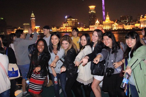 Briana and her friends on a boat cruise.