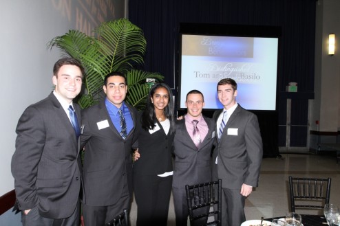Leadership students (from left to right) Zane Keller, Nick Luciano, Sophia Joseph, Sal D'Alia, and James Szwerc attend the 8th Annual Hall of Fame Dinner Photo courtesy by Mike Reuter