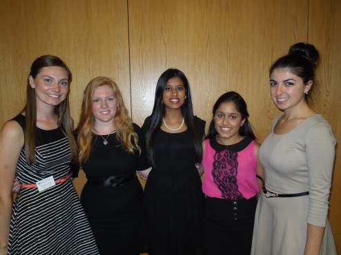 The Women's Leadership Program founding team. (From Left to Right) Alison Kruse, Rowena Klein, Sheena Shah, Dhara Patel, and Noel Girgenti. Photo courtesy of Mike Reuter