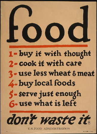 Poster indicating 6 ways to avoid wasting food