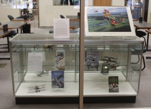 Teaser exhibit of WWI materials at the Archives and Special Collections Center, case 1.