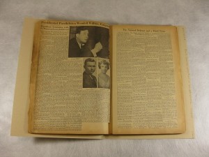 Two pages from Scrapbook 1 in the Jack Chance collection on Wendell Willkie and the 1940 presidential election,1939-1940, Mss 0023.