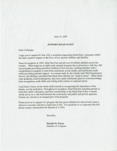 Head Start letter