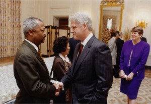 President William J. Clinton with Congressman Payne, May 1, 2001