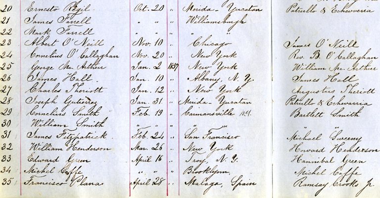 1856 Seton Hall Registration Ledger