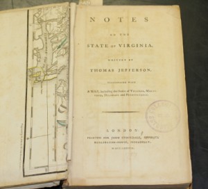 Notes on the State of Virginia, opened to title page