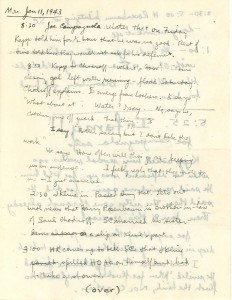 One of Fass's "secret" notes (front)