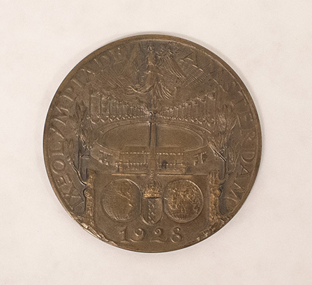 Mel Dalton – Olympic Medal of Merit, medal, 2 3/16 inch diameter, 1928, 2020.05.0001, Department of Archives and Special Collections, Seton Hall University