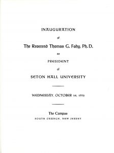 Program of Monsignor Fahy's Inaugural Address