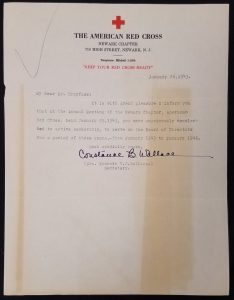 Notice of Re-Appointment to Board of Directors, The American Red Cross – Newark Chapter, January 26, 1943, Leonard Dreyfuss papers, MSS 0001, Courtesy of Archives and Special Collections.