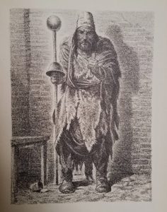 Illustration of a man by Raúl Rosarivo from “Far Away and Long Ago”