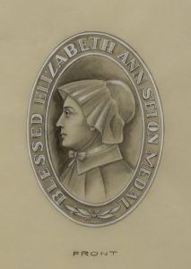 Sketch of medal honoring Elizabeth Ann Seton