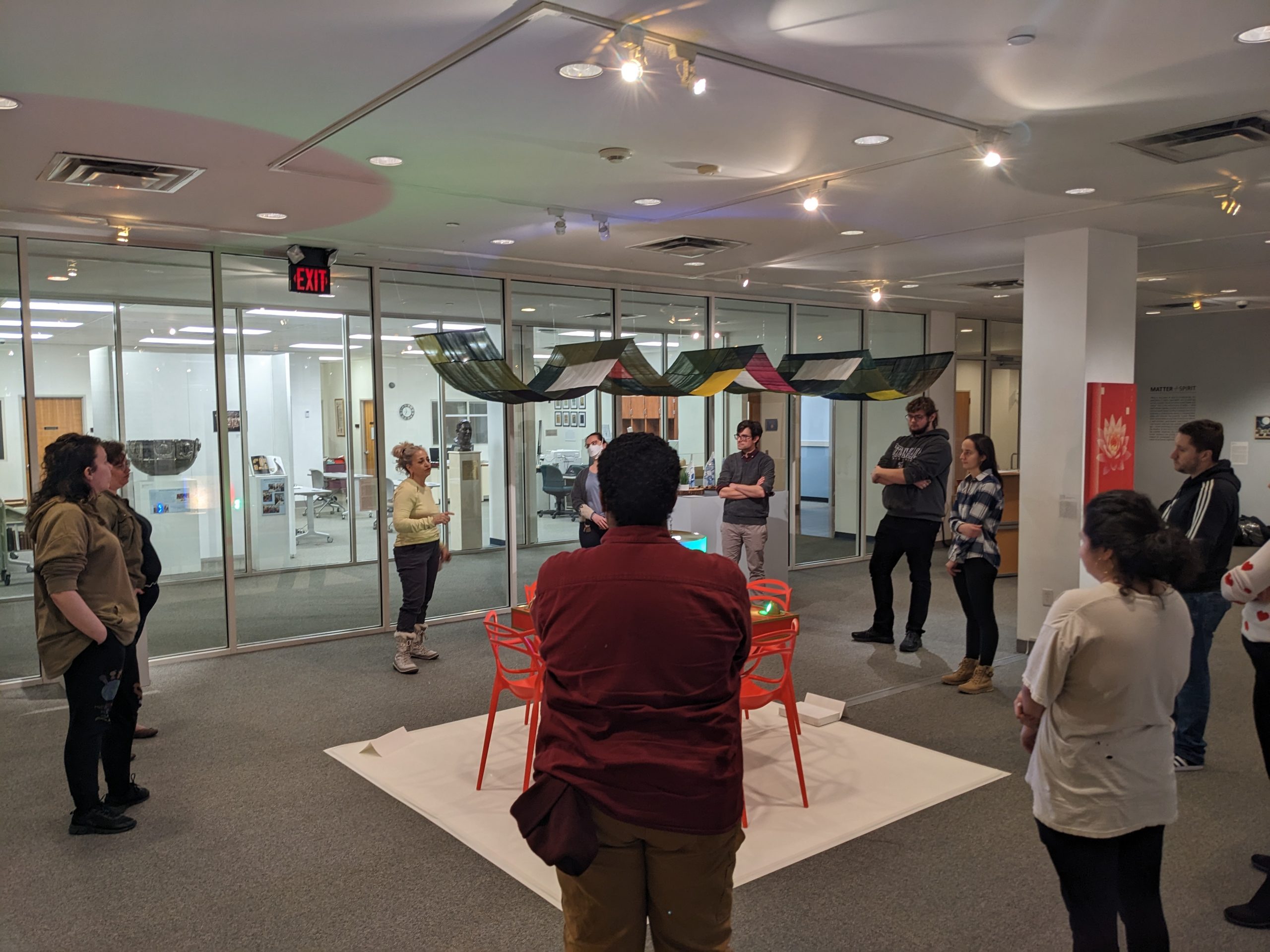 Object Care students discuss caring for objects in an exhibition setting