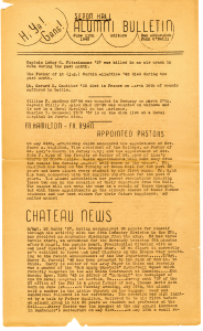 Alumni Bulletin from 1945 June 11 that states the death of Captain Roy Fitzsimmons.