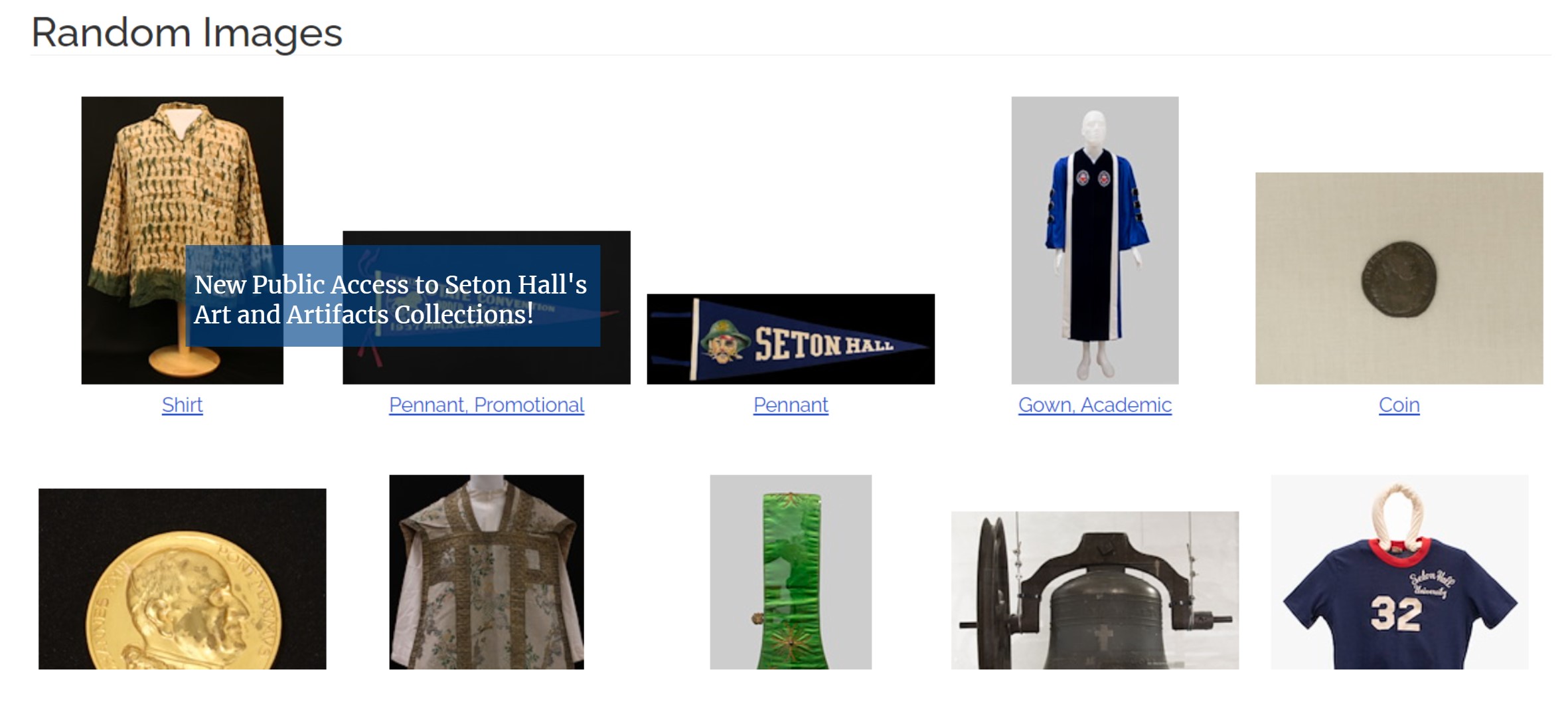 image of artifacts in collections database