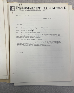 letter describing the pastoral letter on racism being sent to this individual