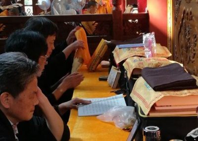 Reading Buddhist scriptures in Lingyin Temple