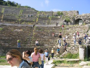 Exploring the theatre at Ephesus
