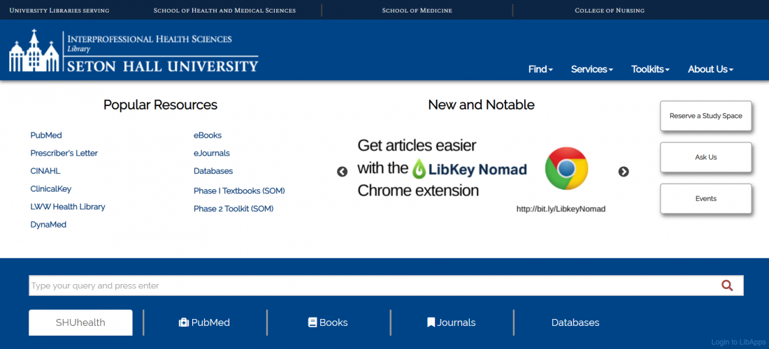 the redesigned library homepage