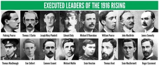 The 16 leaders of Easter Rising who were executed.