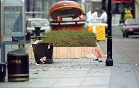 Litter bins in Warrington, England where bombing took place in 1993.