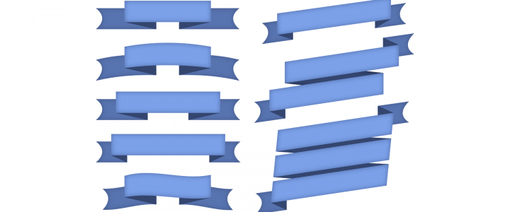 Different type of blue banners in the picture