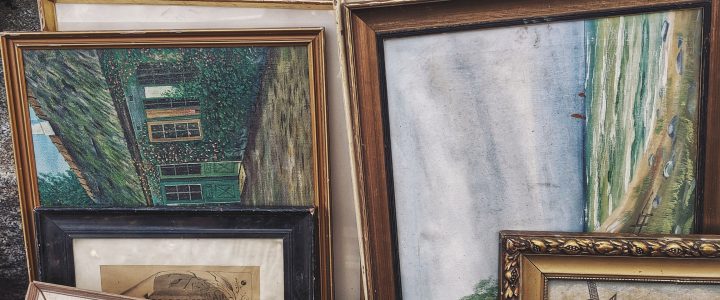 a cluster of framed images