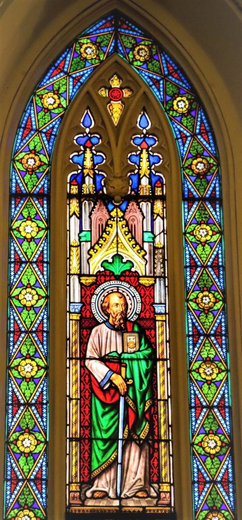 Stained glass window of St. Paul