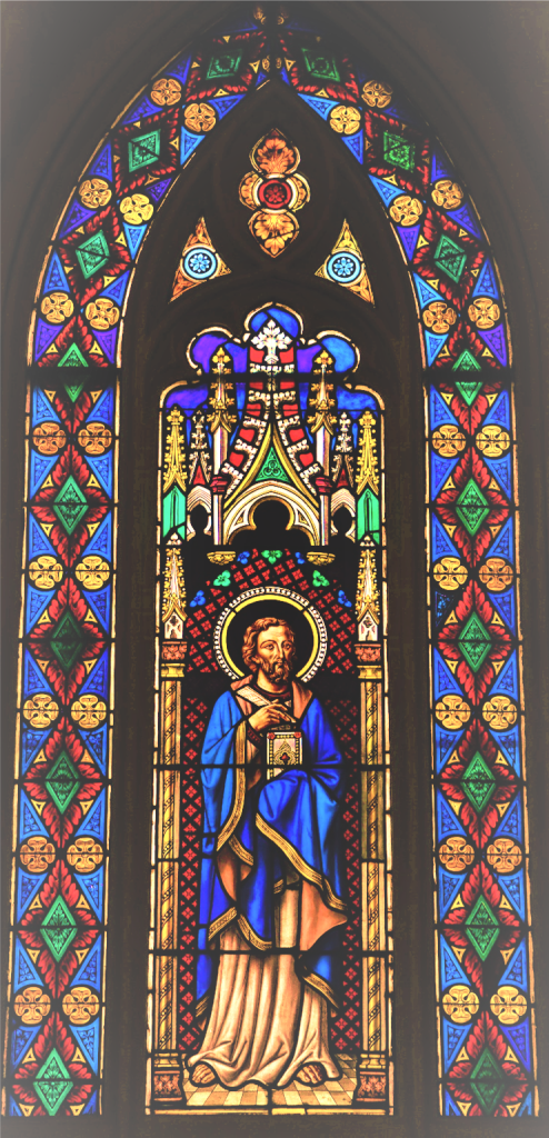 Stained glass window of St. Matthew