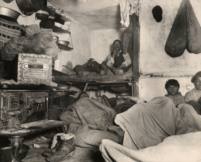 Jacob Riis’ Lodgers in a Crowded Bayard Street Tenement – “Five Cents a Spot”