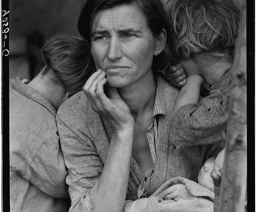 Destitute pea pickers in California. Mother of seven children. Age thirty-two. Nipomo, California