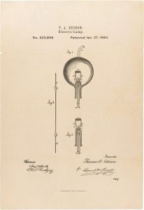 This is a picture of Thomas Edison's lightbulb patent drawing from 1880. 