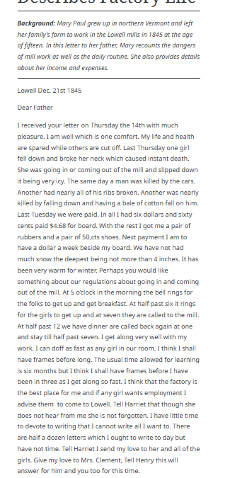 Between Independence and Exploitation: Life in the Lowell Mills