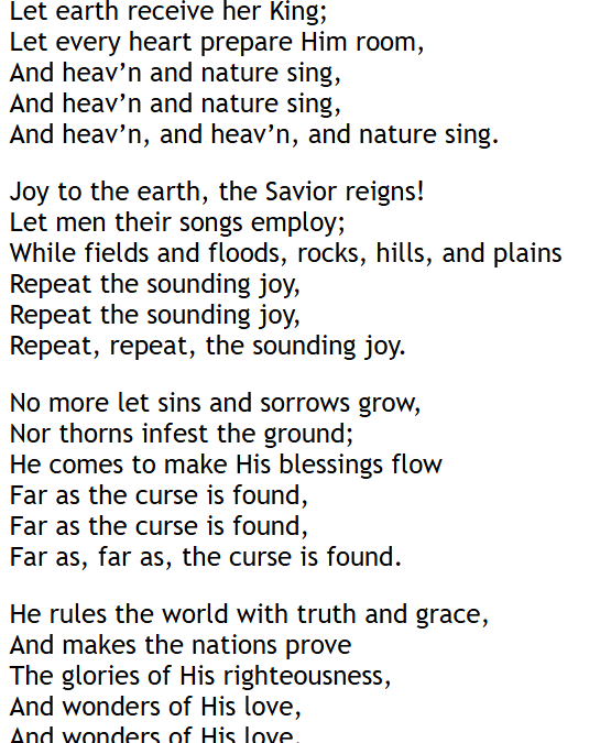 “Joy to the World” Song