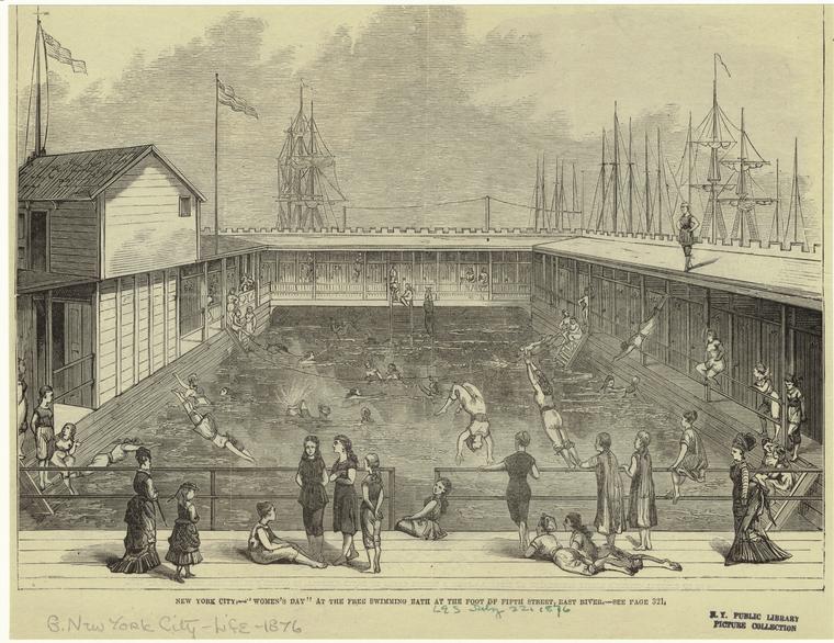 New York City – “Women’s Day” at the free swimming bath at the foot of Fifth Street, East River