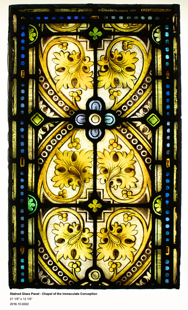 Object of the Month: Stained Glass Panel – Chapel of the Immaculate Conception