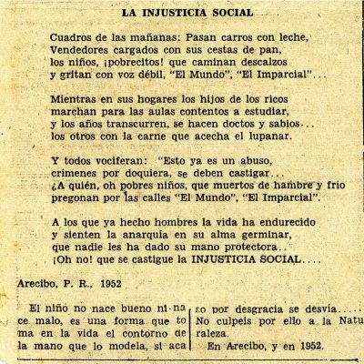 Image of the "La Injusticia Social" poem.