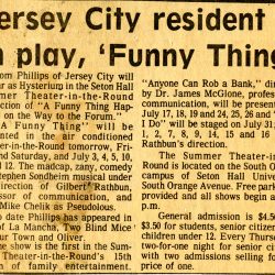 Jersey Resident in play "Funny Thing" article, 1979.