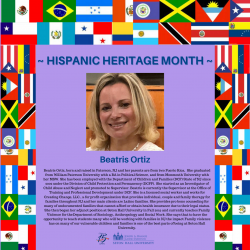 Beatris Ortiz, born and raised in Paterson, NJ and her parents are from Puerto Rica. She graduated from William Paterson University with a BA in Political Science. and from Monmouth University with her MSW. She has been employed with the Department of Children and Families (DCF) State of NJ since 2002 under the '.Division of Child Protection and Permanency ( (DCPP). She started as an Investigator of Child Abuse and Neglect and promoted to Supervisor. Beatris is currently the Supervisor at the Office of Training and Professional Development under DCF. She is a licensed social worker and works for Creating Change. LLC., a for profit organization that provides individual couple and family therapy for families throughout NJ and her main clients are Latino families. She provides pro bono counseling for many of undocumented families that cannot afford or obtain health insurance due to their legal status. She then began her adjunct position at Seton Ha.11 University in Fall 2019 and currently teaches Family Violence for the Department of Sociology. Anthropology and Social Work. She says that to have the opportunity to teach students many who will be working with families in N.J the impact Family violence has on many of our vulnerable children and families is one of the best parts of being at Seton Hall University.