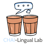 Two cups of chai with a speech bubble steam cloud - Lab Logo