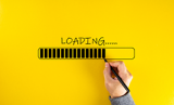 hand drawn image of loading symbol usually shown on computer screens on a yellow background