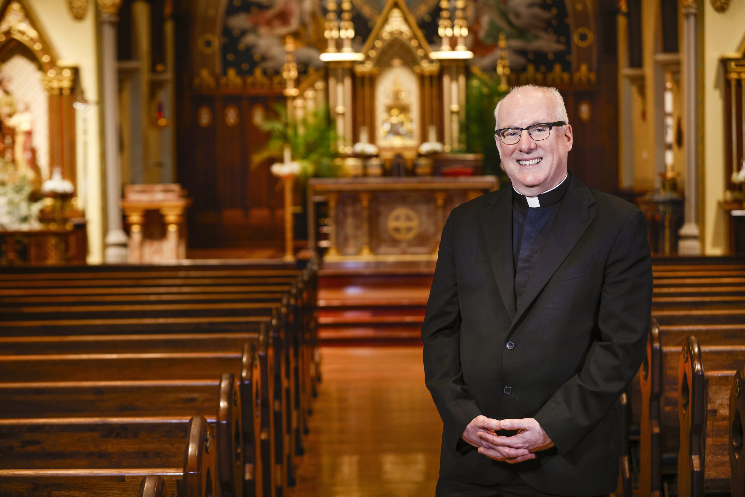Monsignor Reilly in Seton Hall chapel