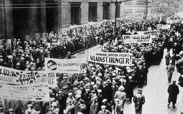 RETROSPECTIVE  ON THE 1929  WALL STREET STOCK MARKET CRASH,  NEW YORK,  AMERICA...Mandatory Credit: Photo by Sipa Press / Rex Features ( 280579a )
 WORKERS UNITED FRONT DEMONSTRATION
 RETROSPECTIVE  ON THE 1929  WALL STREET STOCK MARKET CRASH,  NEW YORK,  AMERICA