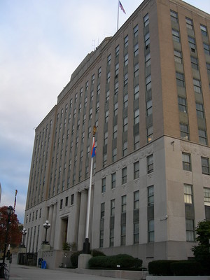 Westchester County Building was the first place to have a posted fallout shelter sign