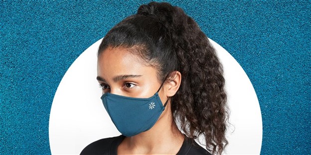 Model sporting an ATHLETA face mask (Photo curtesy of Getty Images)
