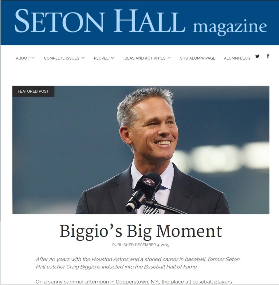 Biggio's Big Moment  Seton Hall Magazine