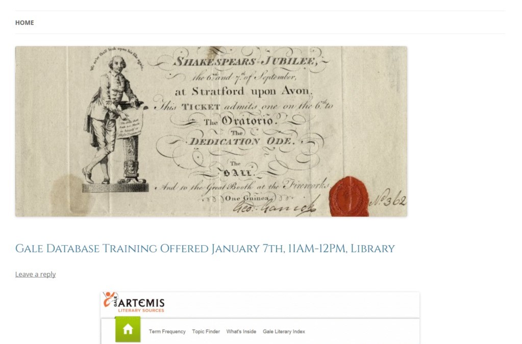 SHU Libraries: English Department Newsletter