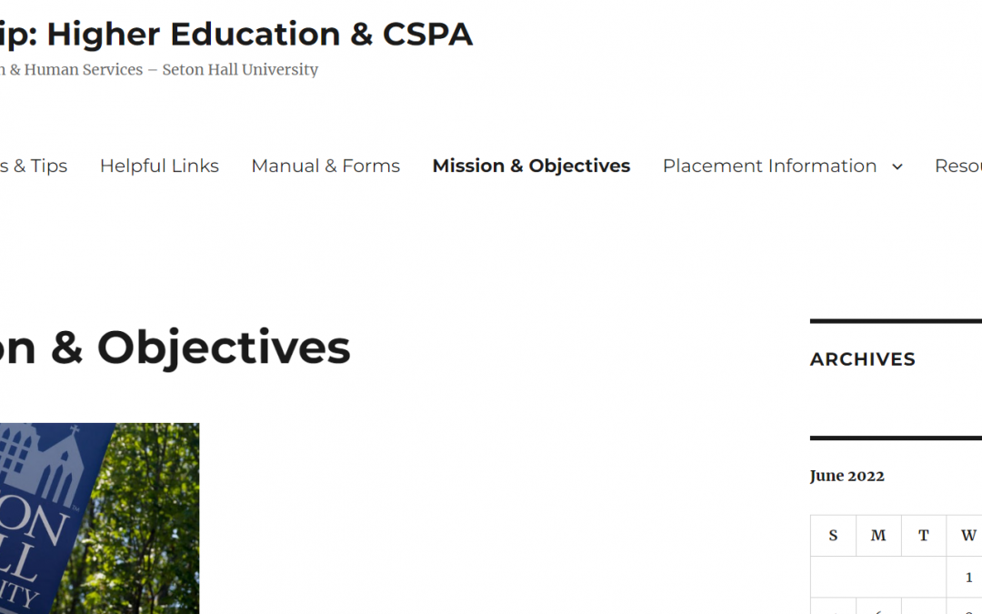 Internship : Higher Education & CSPA